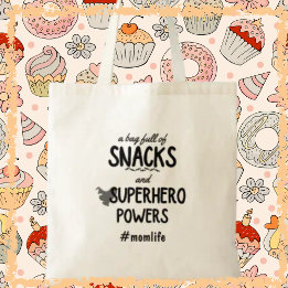 Bolsa Tote Super-herói e Snacks Mãe Engraçado Dia de as mães 
