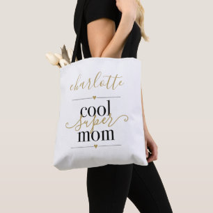 Bolsa Tote Super Mãe Legal Personalizada Preto e Dourado