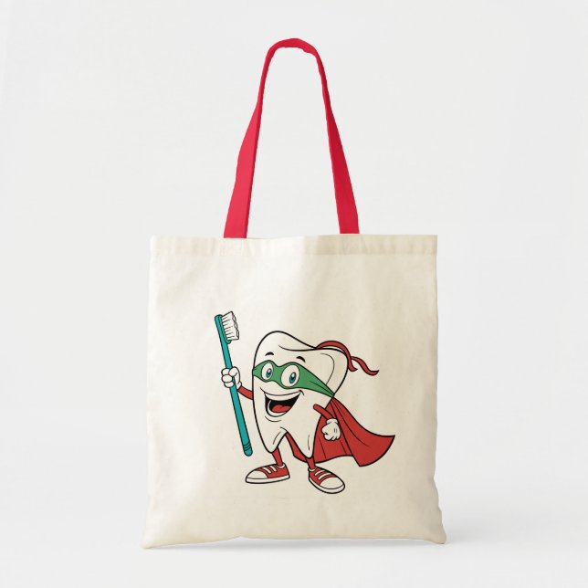 Bolsa Tote Super Tooth Hero | Reusable Cavity Fighter (Frente)