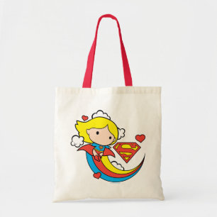 Bolsa Tote Supergirl Chibi Voando Arco-Íris