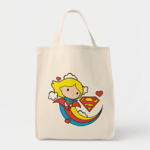 Bolsa Tote Supergirl Chibi Voando Arco-Íris