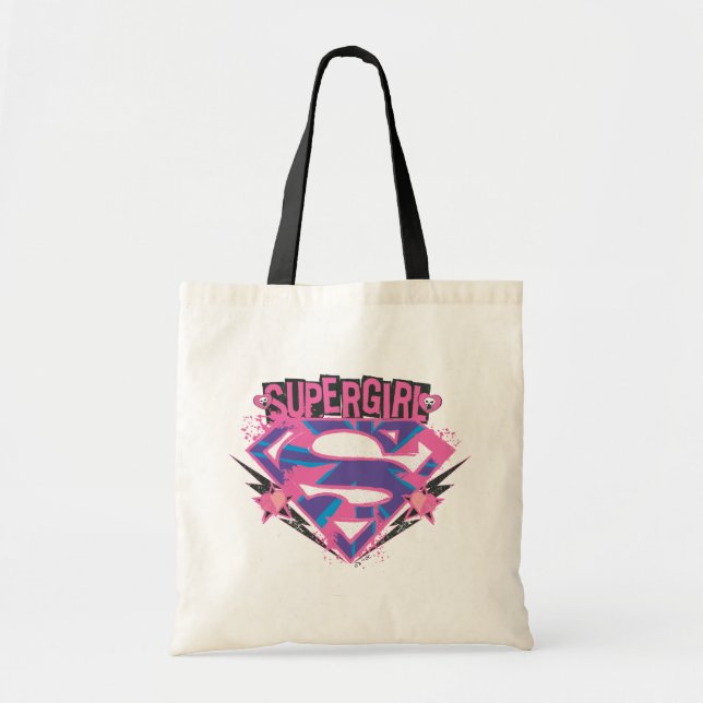 Bolsa Tote Supergirl Pink and Purple Grunge Logo (Frente)