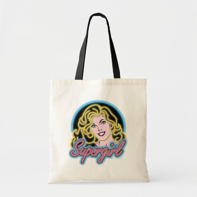 Bolsa Tote Supergirl Retro Neon Lights Graphic (Frente)