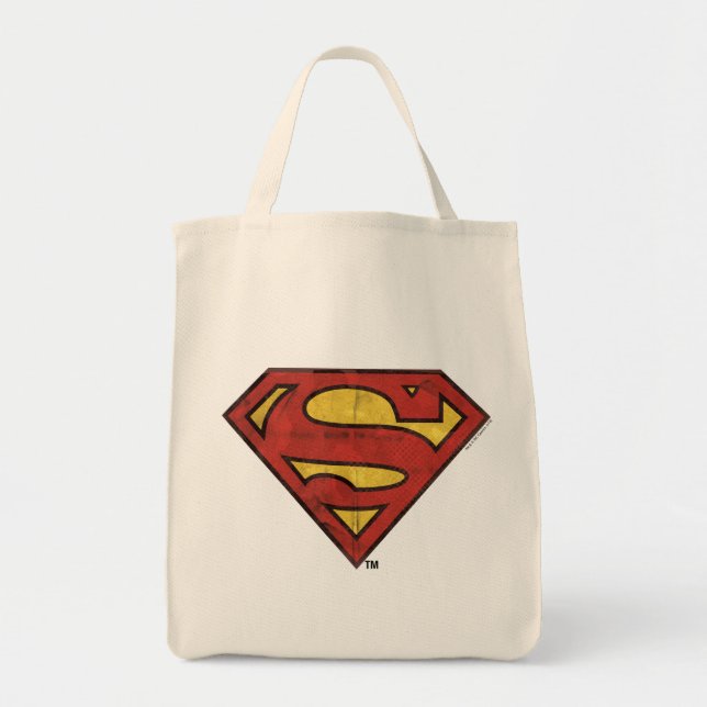 Bolsa Tote Superman S-Shield | Grunge Black Outline Logo (Frente)