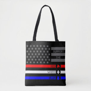 Bolsa Tote Suportar o vermelho branco e azul - Fogo/EMS/Polí