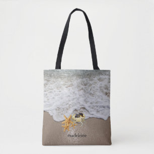 Bolsa Tote Surf e areia personalizados do oceano com carangue