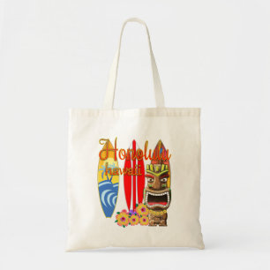 Bolsa Tote Surfar engraçado de Tiki Honolulu Havaí