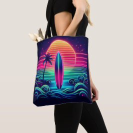 Bolsa Tote Surfar no Neon Sunset