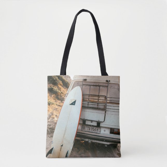 Bolsa Tote Surfboard branca e preta (Frente)