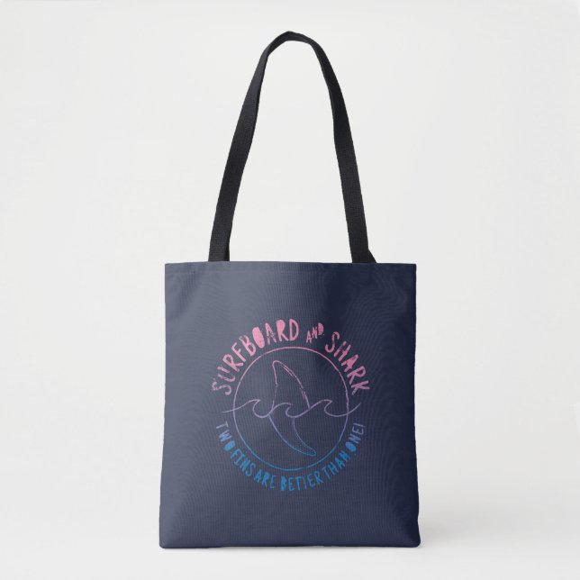 Bolsa Tote Surfe De Surfe E Tubarão Engraçado No Verão (Frente)
