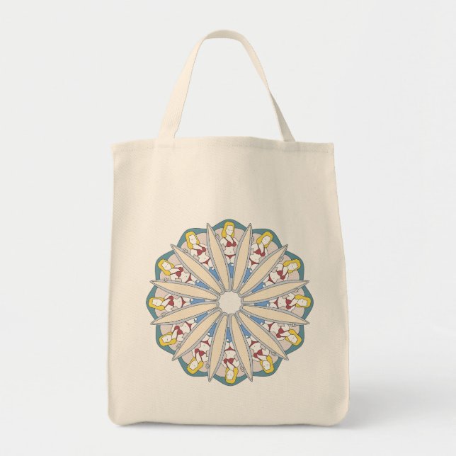Bolsa Tote Surfer Girl Mandala Female Surfer Patterno (Frente)