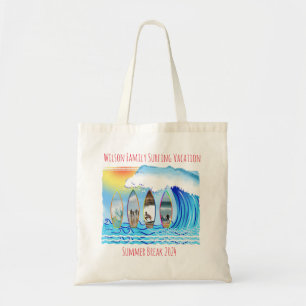 Bolsa Tote Surfing Beach Waves Family Photo Surfboard