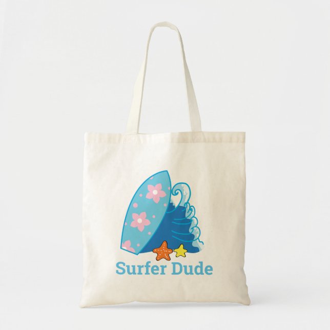 Bolsa Tote Surfista Bonita Surfista Surfboard e Wave (Frente)