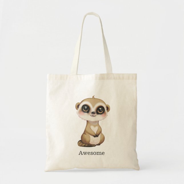 Bolsa Tote Suricata Fofa e Texto Personalizado (Frente)