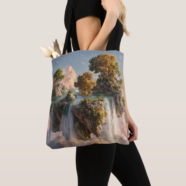 Bolsa Tote Surreal Floating Cliffs With Waterfalls (Close Up)