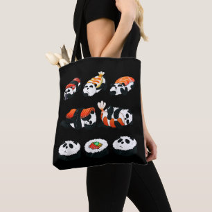 Bolsa Tote Sushi Cute Panda Sushi Hug Maki Amante Divertido C
