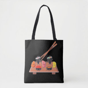 Bolsa Tote Sushi de dança feliz, Comida japonesa e bonita