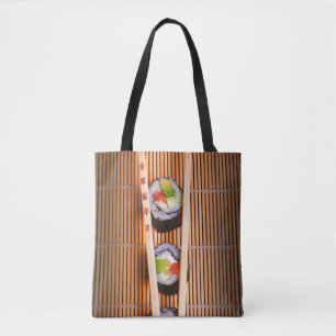 Bolsa Tote Sushi e chopsticks de madeira