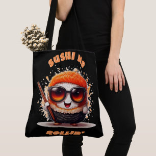Bolsa Tote Sushi Me Rollin" - T-Shirt Kawaii Sushi Engraçado