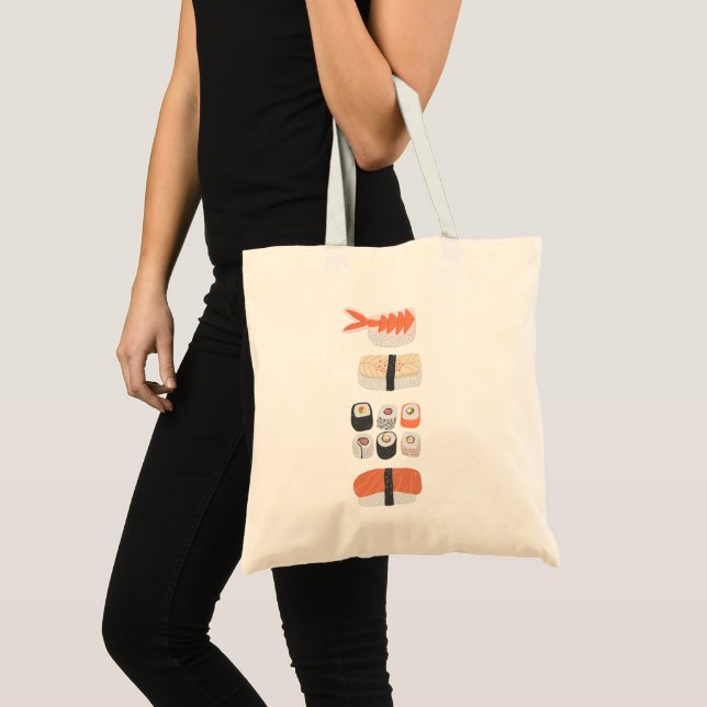 Bolsa Tote Sushi Nigiri Maki Roll Comida Japonês Art Tote Bag (Frente (produto))