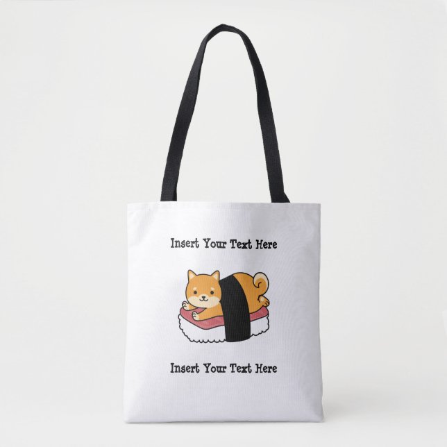 Bolsa Tote Sushi Shiba Inu - Cachorro Bonito Comida Japonesa (Frente)