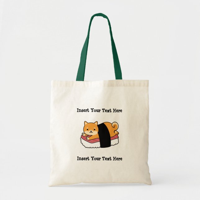 Bolsa Tote Sushi Shiba Inu - Cachorro Bonito Comida Japonesa (Frente)