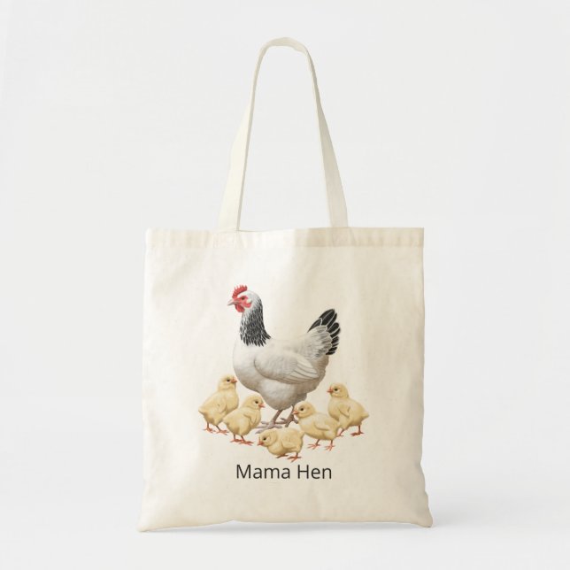 Bolsa Tote Sussex Chicken Mama Hen e Pintinhos (Frente)