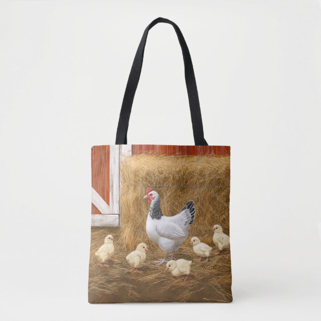 Bolsa Tote Sussex Chicken Mama Hen e Pintinhos (Frente)