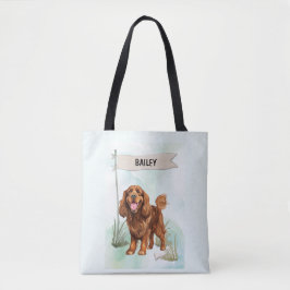 Bolsa Tote Sussex Spaniel Watercolor Personalized Dog