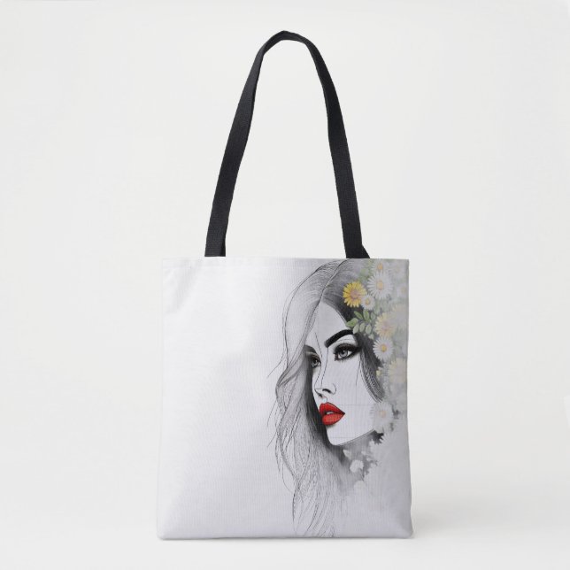 Bolsa Tote Sussurros da Natureza - Beleza Feminina em Bloom (Frente)