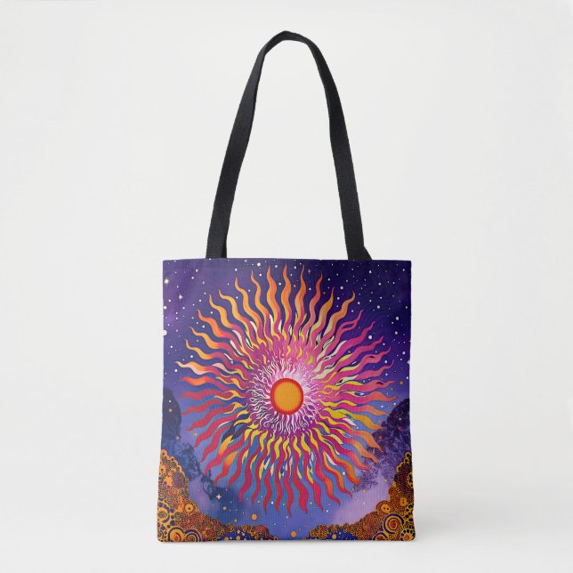 Bolsa Tote "Sussurros Solares no Céu" O Sol (Frente)