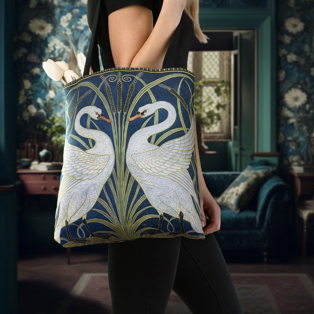 Bolsa Tote Swans Art Deco Nouveau Walter Crane Victorian (Criador carregado)