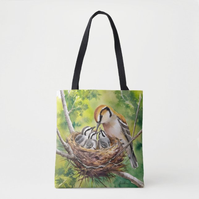 Bolsa Tote Sweet Bird Nest Painting (Frente)