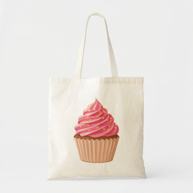 Bolsa Tote Sweet Pink Cupcake with Gold Sprinkles (Frente)