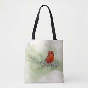 Bolsa Tote Sweet Red Cardinal Rustic Watercolor
