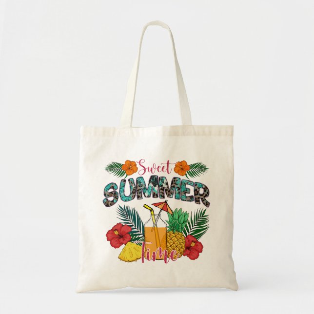 Bolsa Tote Sweet Summer Time Beach | Ilha Tropical (Frente)