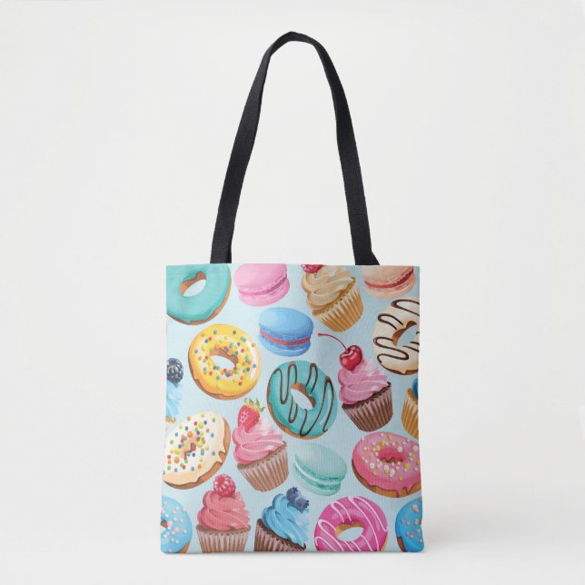 Bolsa Tote Sweet Sweets: Padrão de Delícia. (Frente)