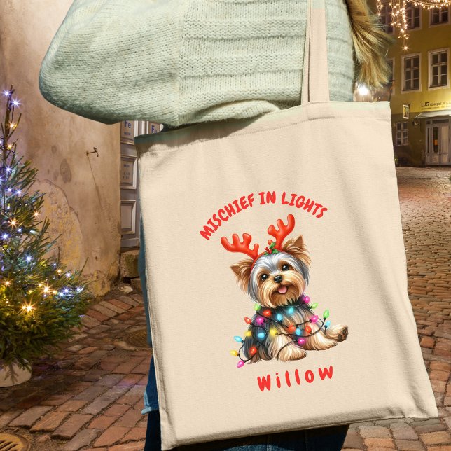Bolsa Tote Sweet Watercolor Yorkshire Terrier Fesight (Carry festive cheer with this custom fun Yorkshire Terrier tote bag. A perfect gift for dog lovers.)