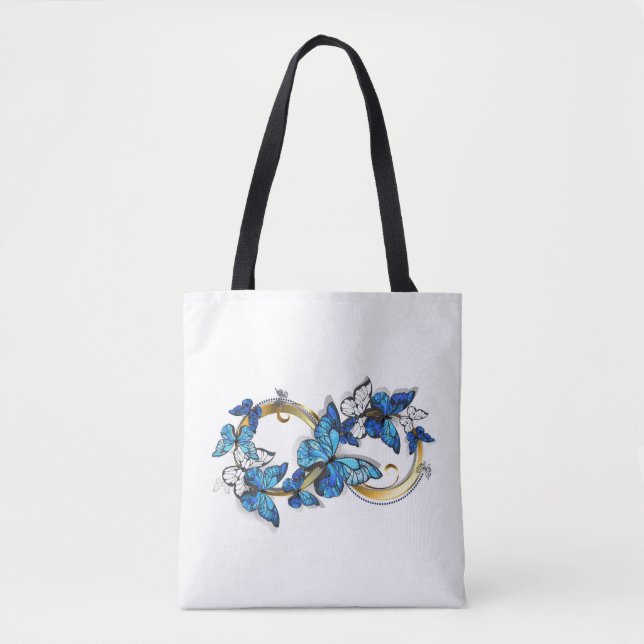 Bolsa Tote Symbol Infinity of Blue Morpho Butterflies (Frente)