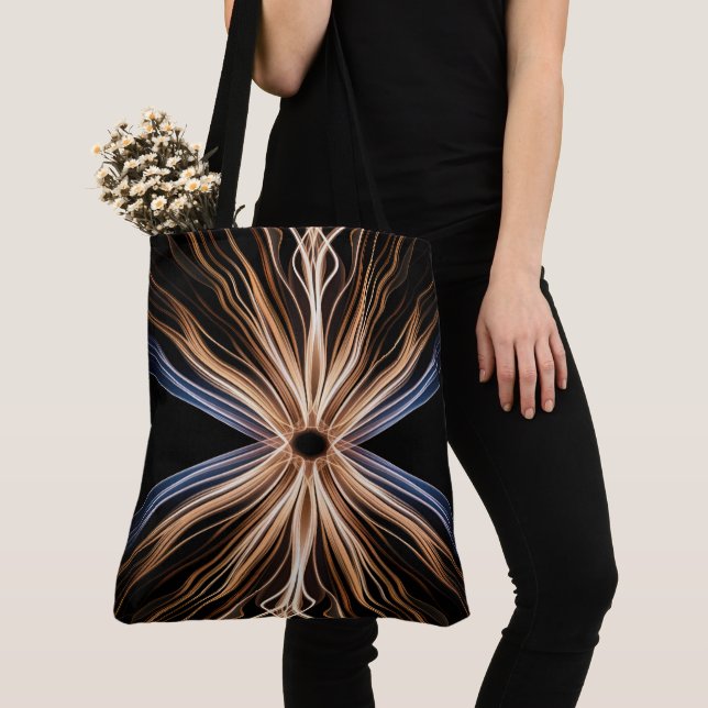 Bolsa Tote Symmetrical Burst of Light On Black (Close Up)