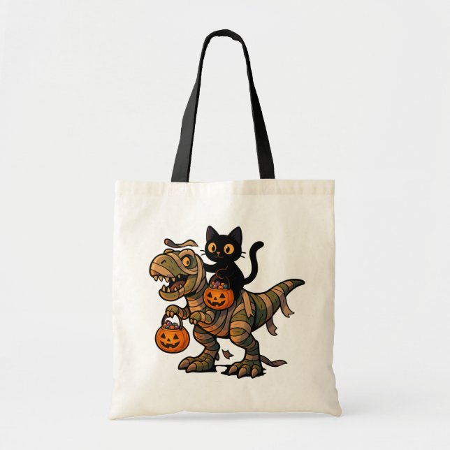Bolsa Tote T-Rex da múmia do gato preto - Dino do Dia das Bru (Frente)