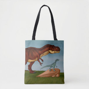 Bolsa Tote T-Rex e Velociraptor