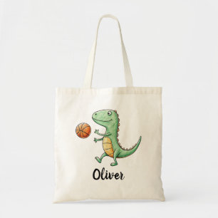 Bolsa Tote T-Rex Fofo Jogando Basquete