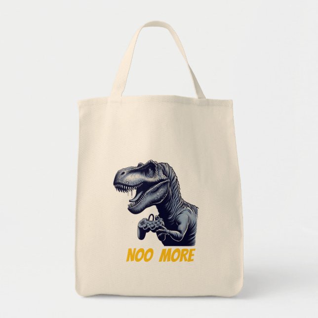 Bolsa Tote T-Rex Gamer "No More" Art Design (Frente)