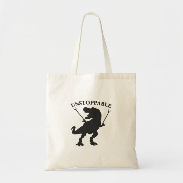 Bolsa Tote T-rex imparável - Escolher cor de fundo (Frente)