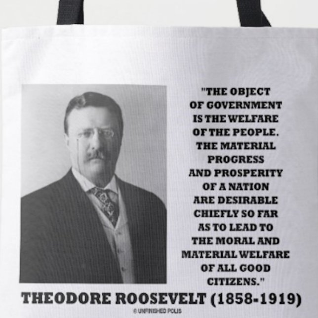 Bolsa Tote T. Roosevelt Governo De Objetos Bem-Estar Das Pess (Infamous Teddy Roosevelt quote on the object of government on this tote bag)