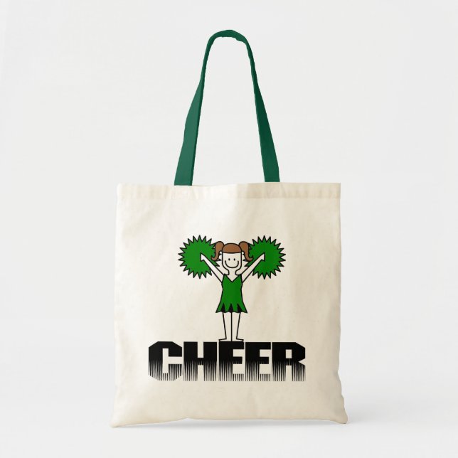Bolsa Tote T-shirt e presentes Cheerleading verdes (Frente)