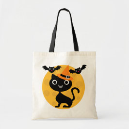 Bolsa Tote T-shirt e presentes do Dia das Bruxas do gato e