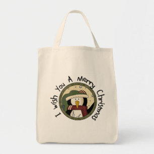 Bolsa Tote T-shirt e presentes do Feliz Natal do pinguim