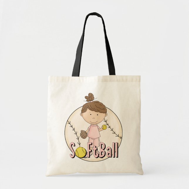 Bolsa Tote T-shirt e presentes do softball das meninas (Frente)